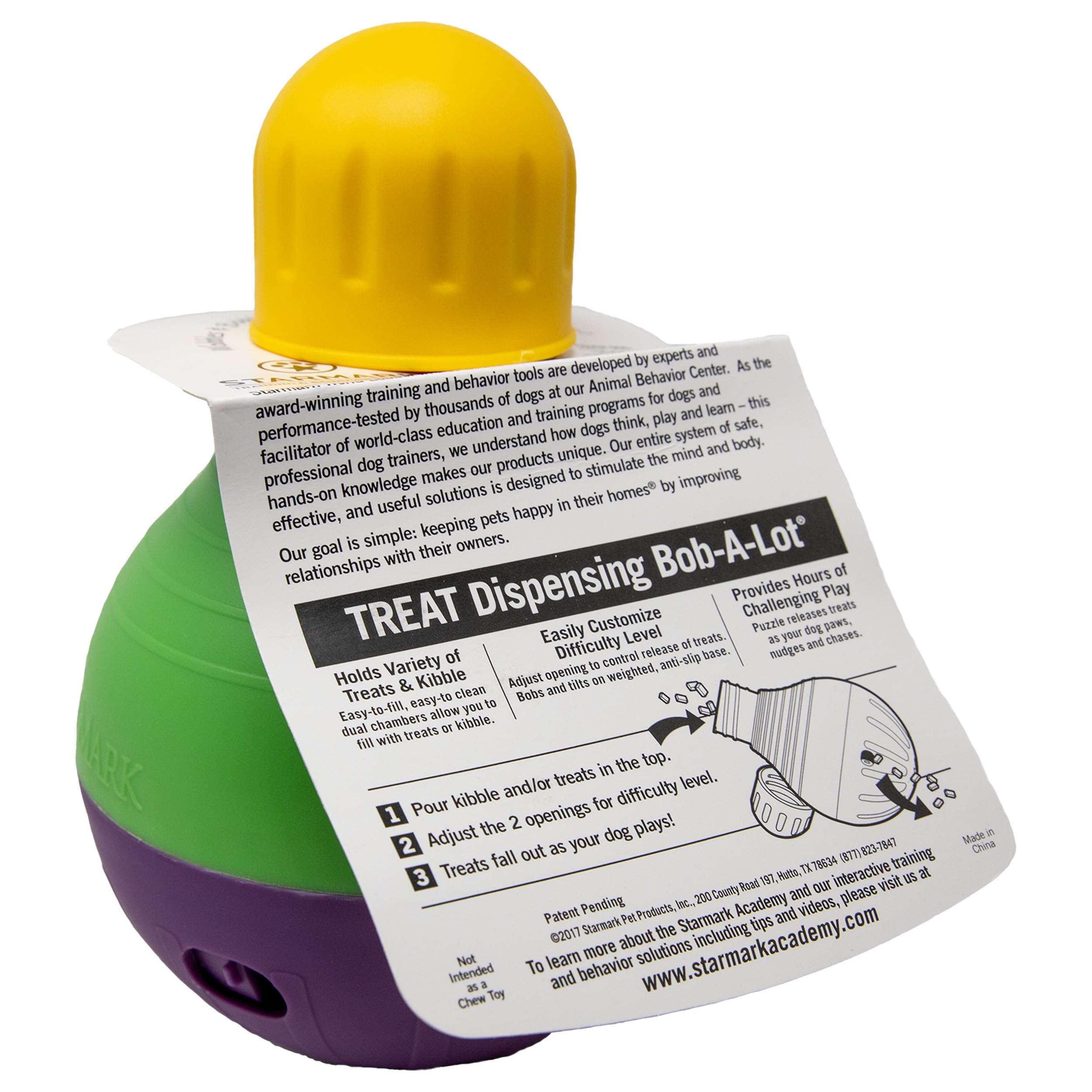 Starmark Bob-A-Lot Interactive Dog Pet Toy, Large, Yellow/Green/Purple - Image 4