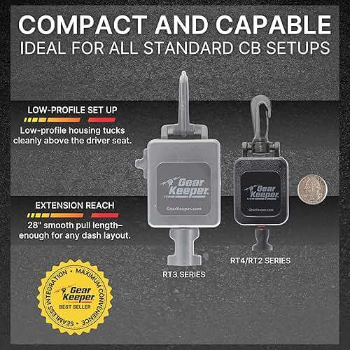 Gear Keeper CB Radio Microphone Keeper - Retractable Mic Holder With Heavy Duty Snap Clip Mount for Truck Radio - CB Radio Accessories With Lanyard & Mounting Hardware - Made in USA (Black) - Image 2