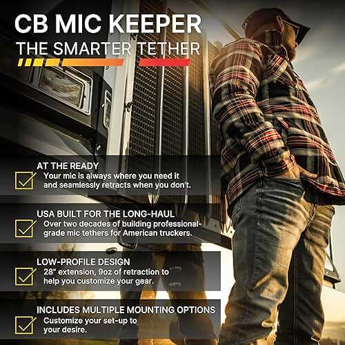 Gear Keeper CB Radio Microphone Keeper - Retractable Mic Holder With Heavy Duty Snap Clip Mount for Truck Radio - CB Radio Accessories With Lanyard & Mounting Hardware - Made in USA (Black) - Image 3