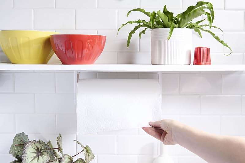 GoodCook Deluxe Wall Mount Paper Towel Holder, Under Cabinet, Screws Included, White - Image 2