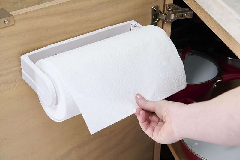 GoodCook Deluxe Wall Mount Paper Towel Holder, Under Cabinet, Screws Included, White - Image 6