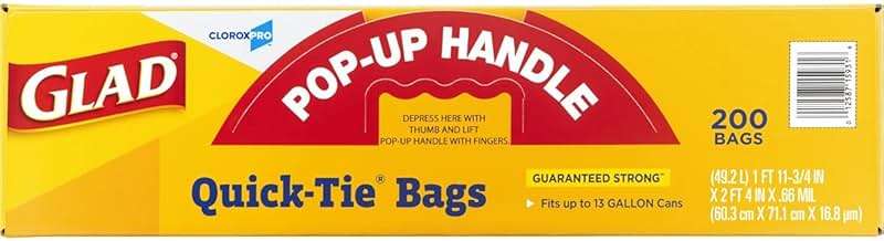 Glad CloroxPro Quick-Tie Tall Kitchen Trash Bags, 13 Gallon, 200 Count, Package May Vary - Image 9