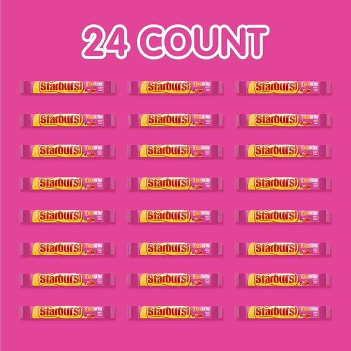 STARBURST FaveREDS Chewy Candy Bulk Pack, 24 Full Size Packs, Red Candy Bulk Box - Image 4