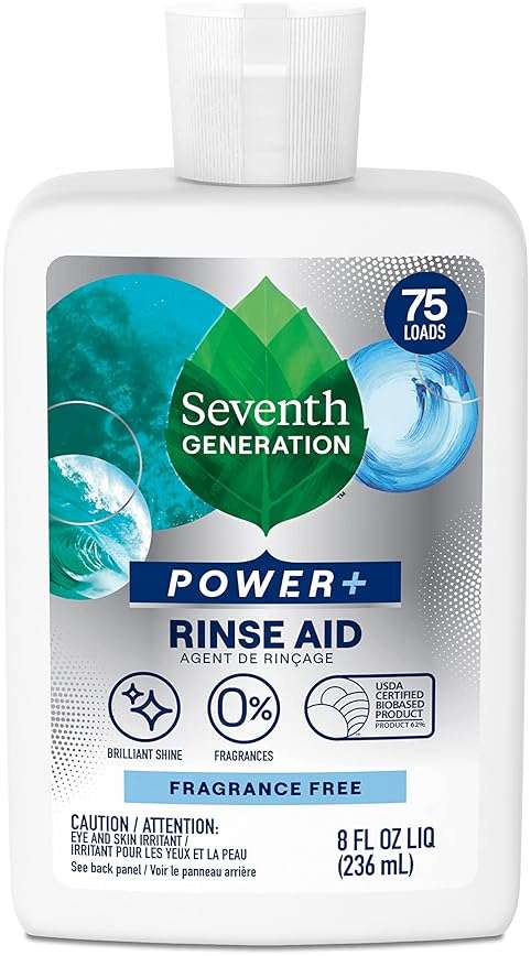 Seventh Generation Power+ Dishwasher Rinse Aid, Fragrance Free, 8 fl oz, (Pack of 9) - Image 2
