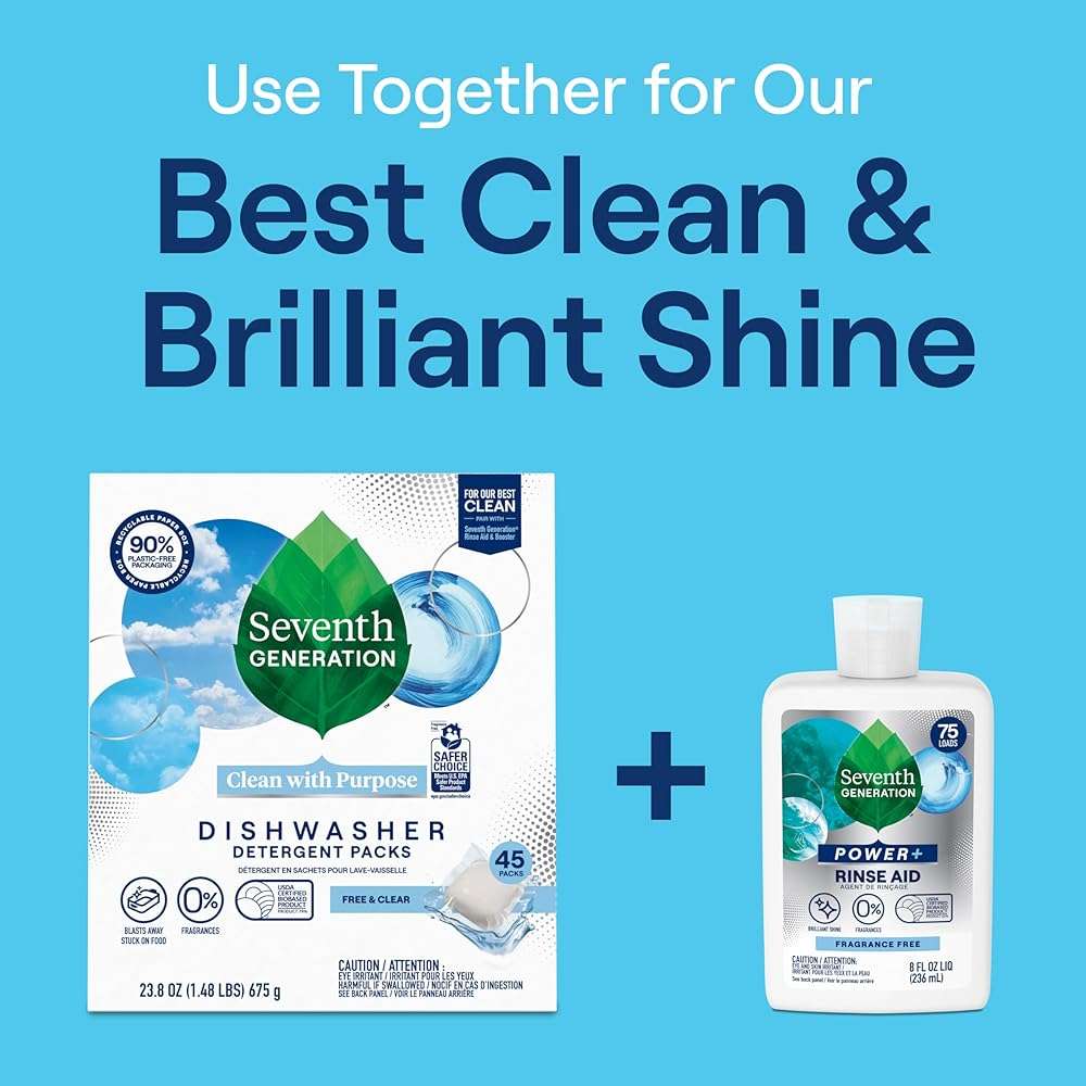 Seventh Generation Power+ Dishwasher Rinse Aid, Fragrance Free, 8 fl oz, (Pack of 9) - Image 7