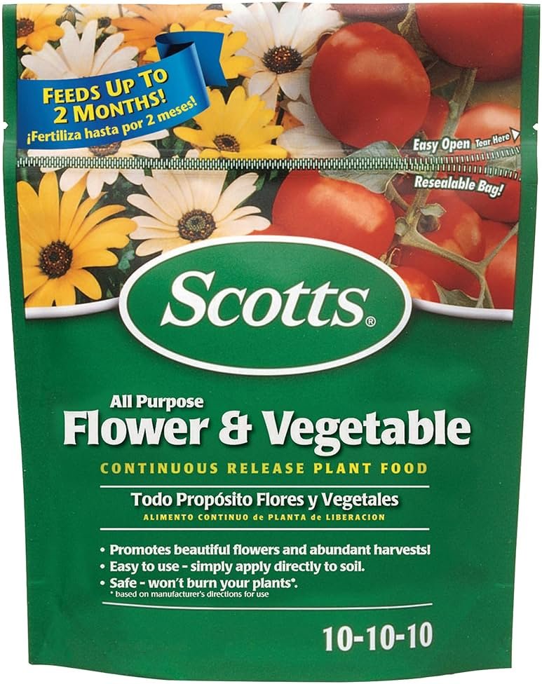 Scotts All Purpose Flower and Vegetable Continuous Release Plant Food, For Outdoor In-Ground Plants, 3 lb. - Product Image