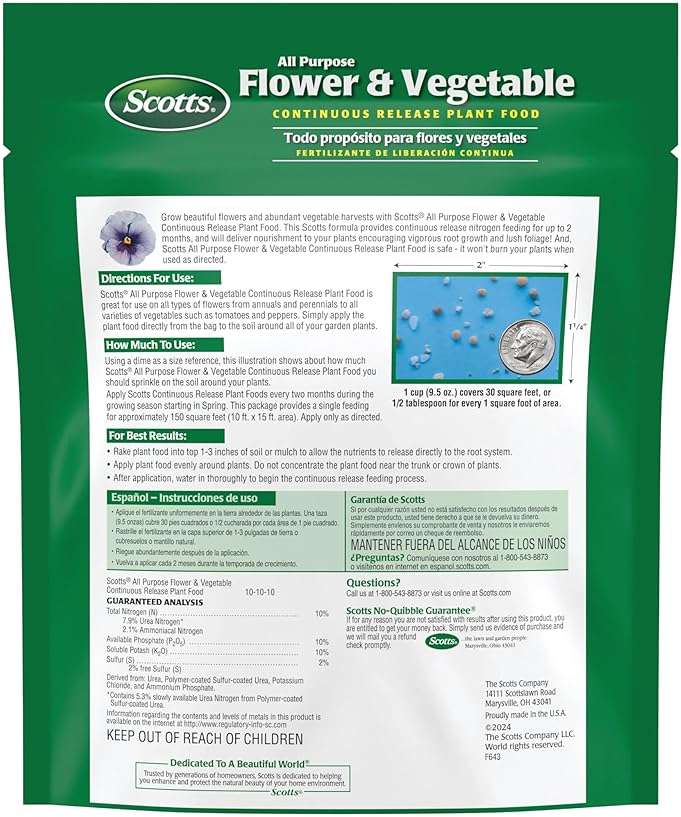 Scotts All Purpose Flower and Vegetable Continuous Release Plant Food, For Outdoor In-Ground Plants, 3 lb. - Image 3