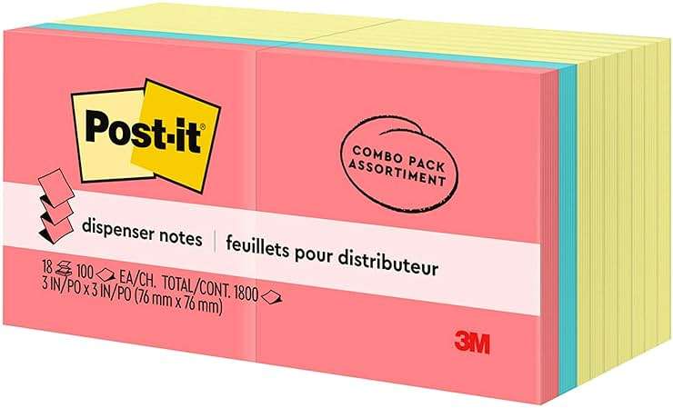 Post-it Pop-up Notes, 18 Sticky Note Pads, 3 x 3 in., School Supplies, Office Products, Accordion Sticky Notes Work with Pop-Up Note Dispenser, Assorted Colors - Image 12