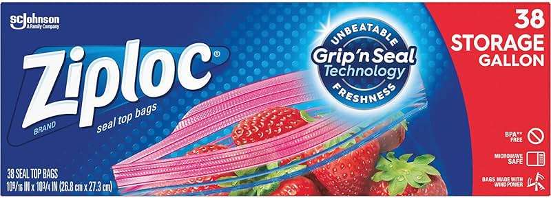 Ziploc® Plastic Double Zipper Storage Bags, 1 Gallon, Clear, Box Of 38 Bags - Image 2