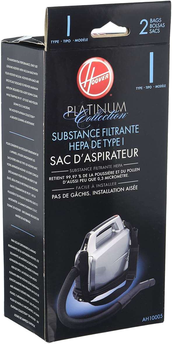 Hoover Vacuum Cleaner Bags for Platinum Canister Vacs, Pack of 2, Type I, Hepa Filtration, Part # AH10005, Hoover Vacuum Bags Refill - Image 3
