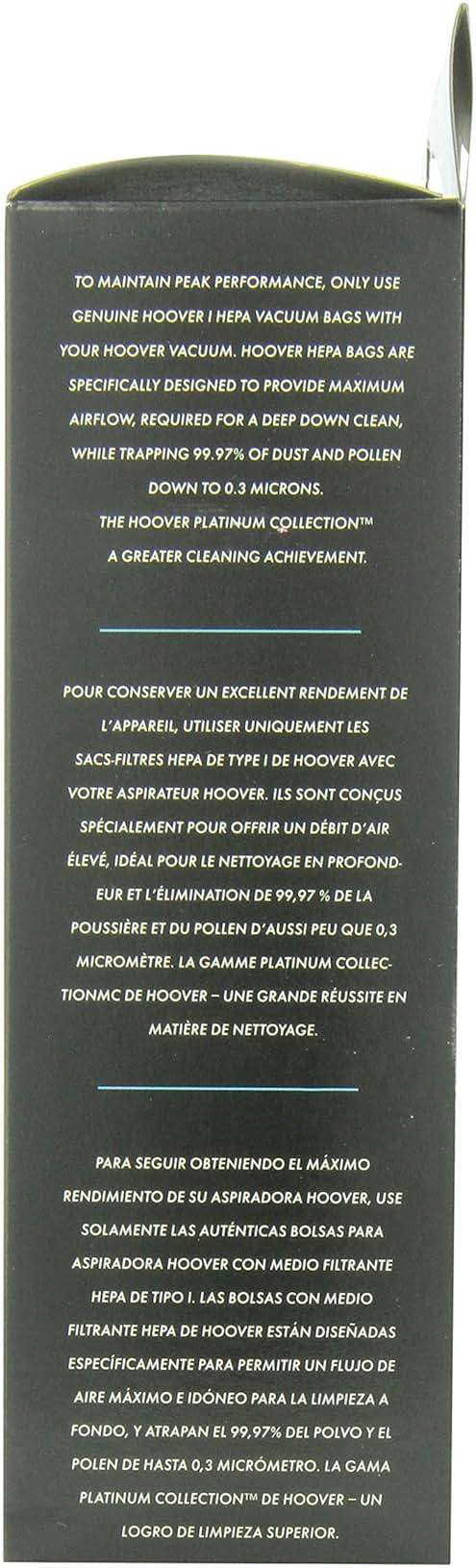 Hoover Vacuum Cleaner Bags for Platinum Canister Vacs, Pack of 2, Type I, Hepa Filtration, Part # AH10005, Hoover Vacuum Bags Refill - Image 4