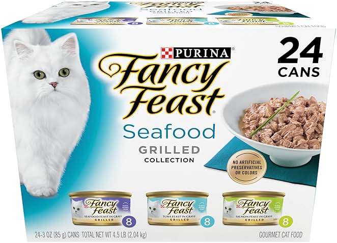 Purina Fancy Feast Grilled Wet Cat Food Seafood Collection in Wet Cat Food Variety Pack - (Pack of 24) 3 oz. Cans - Image 1