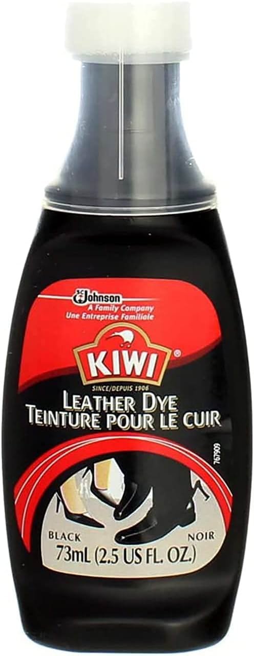 KIWI Leather Dye Restorer | For Shoes, Boots, Furniture, Jacket, Briefcase and More | Black | Includes Sponge Applicator - Product Image