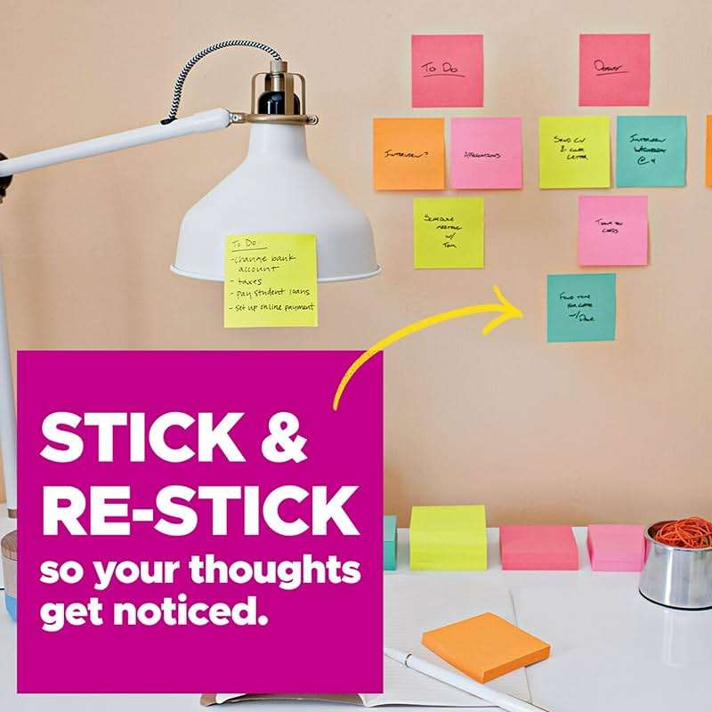 Post-it Super Sticky Dispenser Pop-up Notes, 10 Sticky Note Pads, 3 x 3 in., 2X the Sticking Power, School Supplies and Office Products, Use with Post-it Note Dispensers, Canary Yellow - Image 4