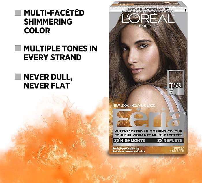 L'Oreal Paris Feria Multi-Faceted Shimmering Permanent Hair Color, T53 Moonlit Tortoise (Cool Medium Brown), Pack of 1, Hair Dye - Image 4