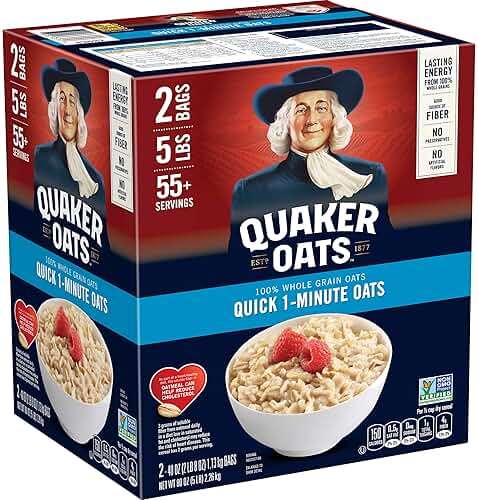 Quaker Quick 1-Minute Oatmeal, Non GMO Project Verified, 2.5 Pound (Pack of 2) - Image 1