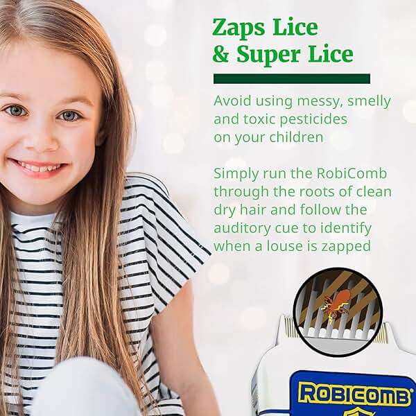 LiceGuard RobiComb Electronic Head Lice Comb, Gentle Lice Treatment for Kids & Adults, Clinically Tested Zapping Nit Comb Detects & Kills Super Lice in Thick, Fine & Curly Hair, Microcharge Technology - Image 4
