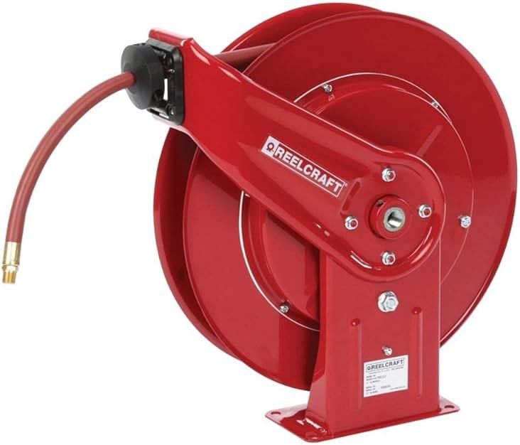 Reelcraft 7925 OLP Heavy Duty Spring Retractable Hose Reel, 3/4" x 25', 250 Psi, Air/Water Hose Included - Product Image