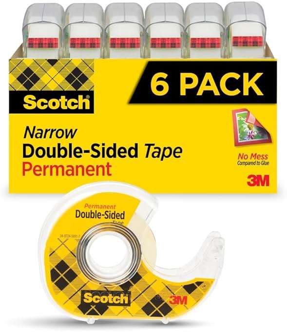 Scotch Permanent Double Sided Tape, Card Making and Holiday Scrapbooking Supplies, Alternative to Gift Wrap Tape for Wrapping Presents, 0.50 in. x 500 in., 6 Rolls with Dispensers - Image 1