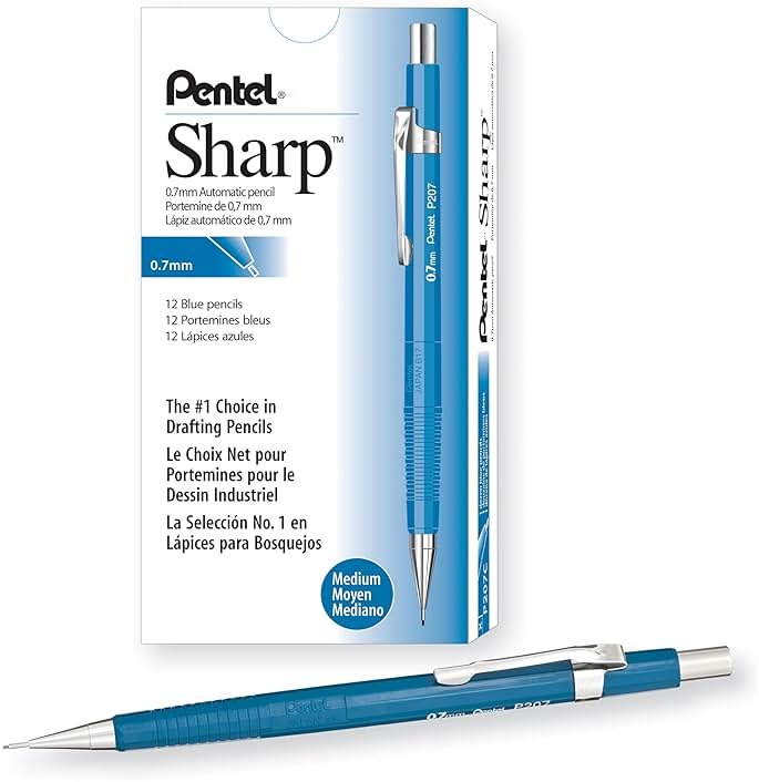 Pentel Sharp Mechanical Pencil, (0.7mm), Blue Barrel, Box of 12 (P207C) - Product Image