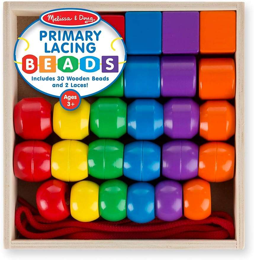 Melissa & Doug Primary Lacing Beads - Educational Toy with 30 Wooden Beads and 2 Laces for Toddlers, Fine Motor Skills Lacing Toys for Toddlers and Kids Ages 3+ - Image 9