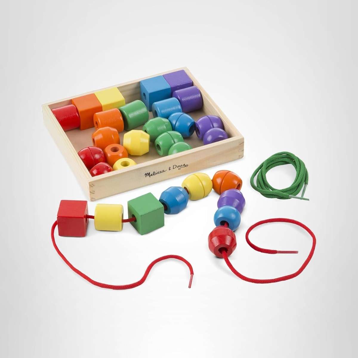 Melissa & Doug Primary Lacing Beads - Educational Toy with 30 Wooden Beads and 2 Laces for Toddlers, Fine Motor Skills Lacing Toys for Toddlers and Kids Ages 3+ - Image 10