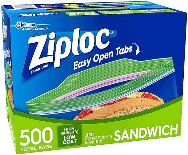 Ziploc Easy Open Tabs Sandwich Bags 125 Count (Pack of 4) - Image 1