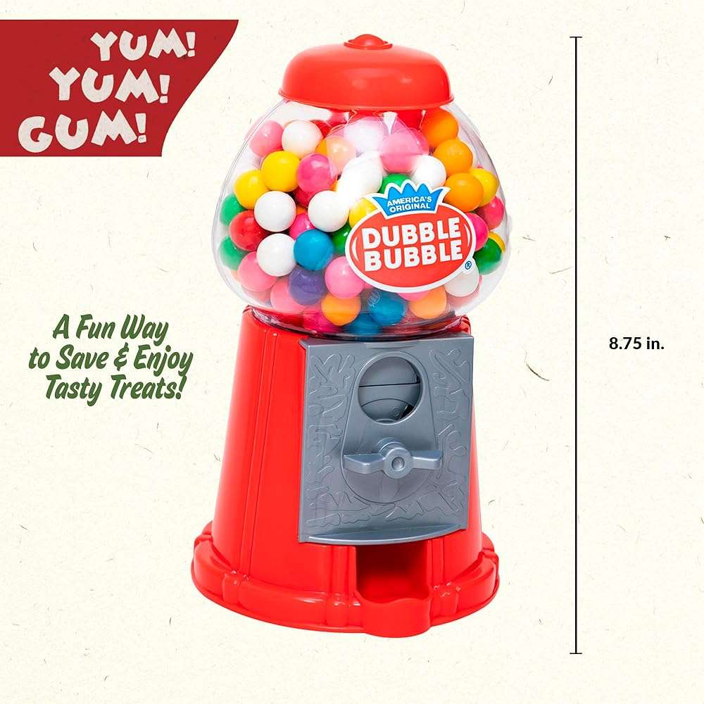 Schylling Brand Classic Retro Gumball Coin Bank - 8.5" Tall - Includes 45 Dubble Bubble Gumballs - Ages 3+ - Image 2