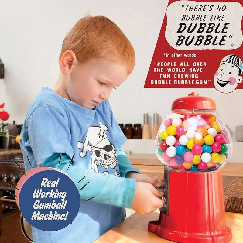 Schylling Brand Classic Retro Gumball Coin Bank - 8.5" Tall - Includes 45 Dubble Bubble Gumballs - Ages 3+ - Image 3
