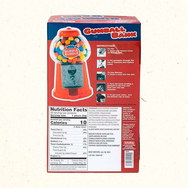Schylling Brand Classic Retro Gumball Coin Bank - 8.5" Tall - Includes 45 Dubble Bubble Gumballs - Ages 3+ - Image 6