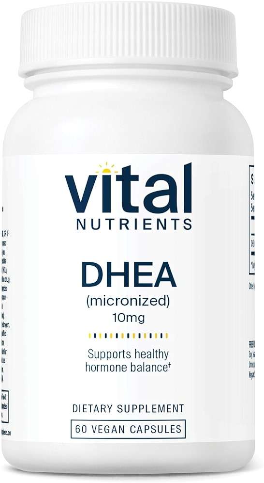 Vital Nutrients DHEA 10mg - Vegan Micronized DHEA Supplement for Women & Men - Supports Hormone Balance - Supports Healthy Metabolism of Sugar & Minerals - Gluten, Dairy, Soy Free - 60 Capsules - Image 1