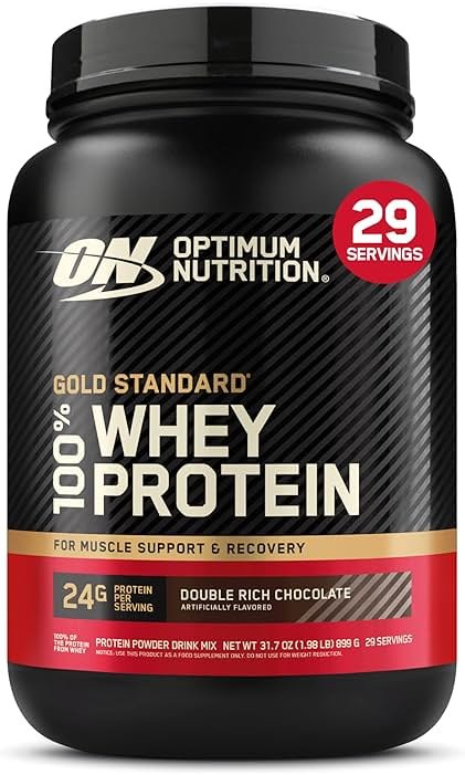 Optimum Nutrition Gold Standard 100% Whey Protein Powder, Double Rich Chocolate 1.98 Pound (Packaging May Vary) - Product Image