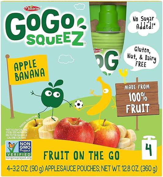 GoGo squeeZ Applesauce and Fruit Puree, Apple Banana, 3.2 oz (Pack of 48), Unsweetened Fruit Snacks for Kids, Gluten Free, Nut Free and Dairy Free, BPA Free Pouches (Packaging May Vary) - Image 3