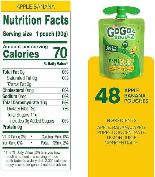GoGo squeeZ Applesauce and Fruit Puree, Apple Banana, 3.2 oz (Pack of 48), Unsweetened Fruit Snacks for Kids, Gluten Free, Nut Free and Dairy Free, BPA Free Pouches (Packaging May Vary) - Image 5