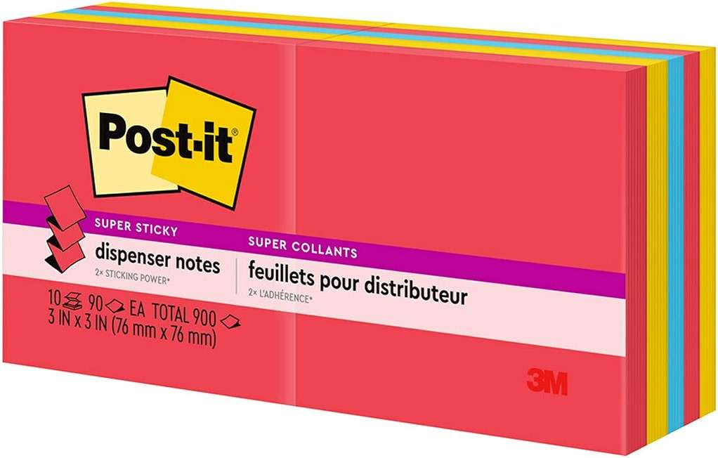 Post-it Super Sticky Dispenser Pop-up Notes, 10 Sticky Note Pads, 3 x 3 in., 2X the Sticking Power, School Supplies and Office Products, Use with Post-it Note Dispensers, Playful Primaries Collection - Image 11
