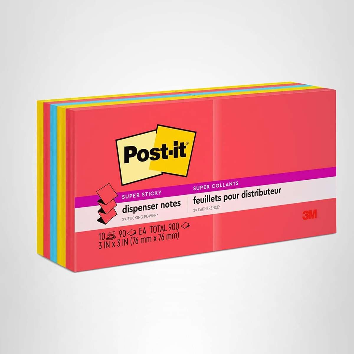 Post-it Super Sticky Dispenser Pop-up Notes, 10 Sticky Note Pads, 3 x 3 in., 2X the Sticking Power, School Supplies and Office Products, Use with Post-it Note Dispensers, Playful Primaries Collection - Image 13