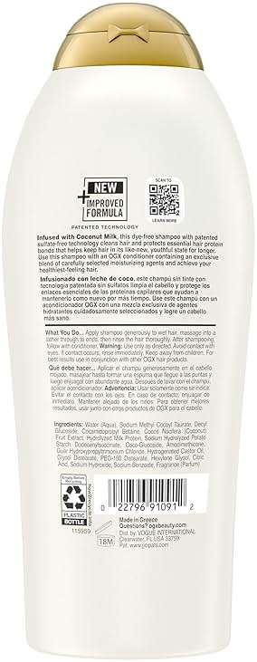 OGX Nourishing + Coconut Milk Shampoo, Hydrating & Restoring Shampoo Moisturizes for Soft Hair After the First Use, Paraben-Free, Sulfate-Free Surfactants, 25.4 fl. oz - Image 8
