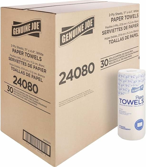 Genuine Joe-GJO24080 2-Ply Household Roll Paper Towels (Pack of 30) - WHITE - Product Image