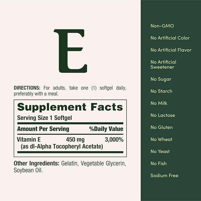 Nature's Bounty Vitamin E 1000 IU Softgels, Supports Antioxidant Health & Immune System, 1 Serving per Day, No Gluten, 60 Softgels (Pack of 1) - Image 5
