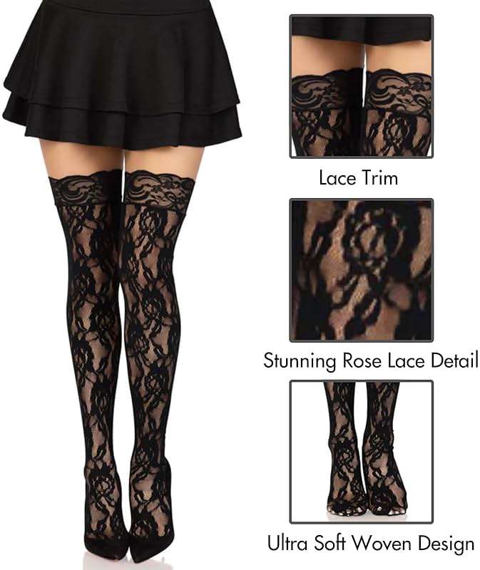 Leg Avenue Women's Hosiery Lace Thigh Highs - Image 5