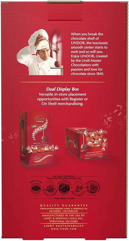 Lindt LINDOR Milk Chocolate Candy Truffles, Milk Chocolate with Smooth, Melting Truffle Center, 50.8 oz., 120 Count - Image 10