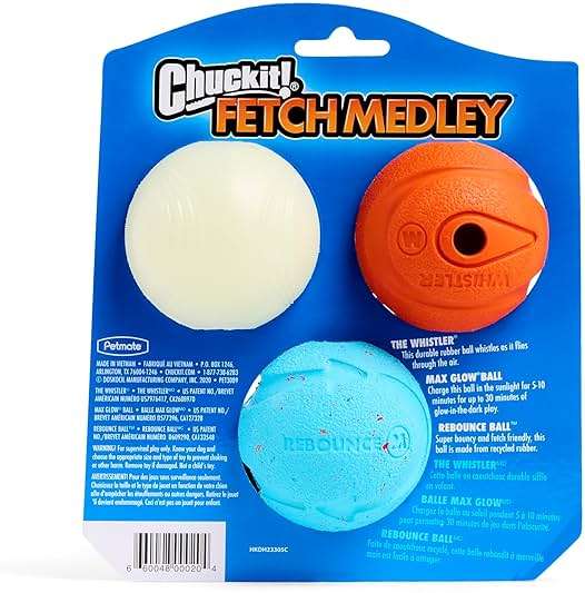 Chuckit Gen 1 Fetch Pack Dog Balls - Interactive Dog Toys, High-Bounce Fetch Ball, Floating Ultra and Rugged Balls, Durable - Size Medium, 2.5-inch Diameter, Set of 3 - Image 4