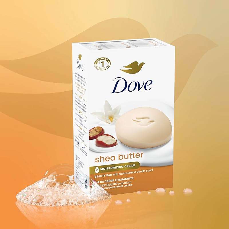 Dove Beauty Bar Soap Shea Butter, 8 Bars for Nourished, Radiant Skin, Enriches Skin 3.75 oz - Image 4