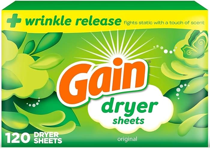 Gain dryer sheets Plus Wrinkle Release, Original Scent, 120 Count, Fights static with a touch of scent, laundry sheets - Product Image