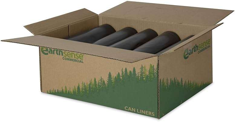 Earthsense Commercial RNW6050 Can Liner, 55-60 gal, 1.25 mil, 38" x 58", Black (Pack of 100) - Image 2