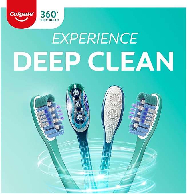 Colgate 360 Soft Toothbrushes, 4 Pack | Soft Bristles, Tongue And Cheek Cleaner, Removes Odour Bacteria, Whole Mouth Clean, Bulk Pack - Image 3