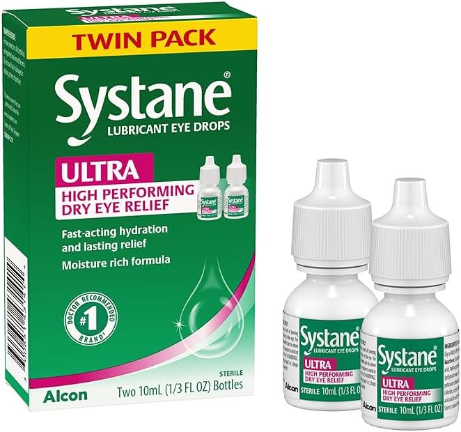 Systane Ultra Lubricant Eye Drops, Artificial Tears for Dry Eye, Twin Pack, 10-mL Each - Product Image