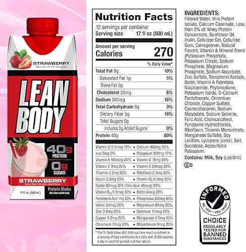 Labrada Lean Body Ready-to-Drink Strawberry Protein Shake, Bottle, 40g Protein, Whey Blend, 0 Sugar, Gluten Free, 22 Vitamins & Minerals, 17 Ounce (Recyclable Carton & Lid - Pack of 12) - Image 6