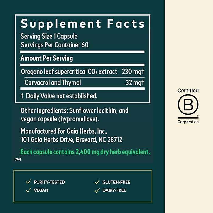 Gaia Herbs Oil of Oregano Capsules - 230 mg Oregano Leaf - Immune & Antioxidant Support Supplement with Oregano Oil, Carvacrol & Thymol* - 60 Vegan Liquid Phyto-Caps (60 Servings) - Image 3
