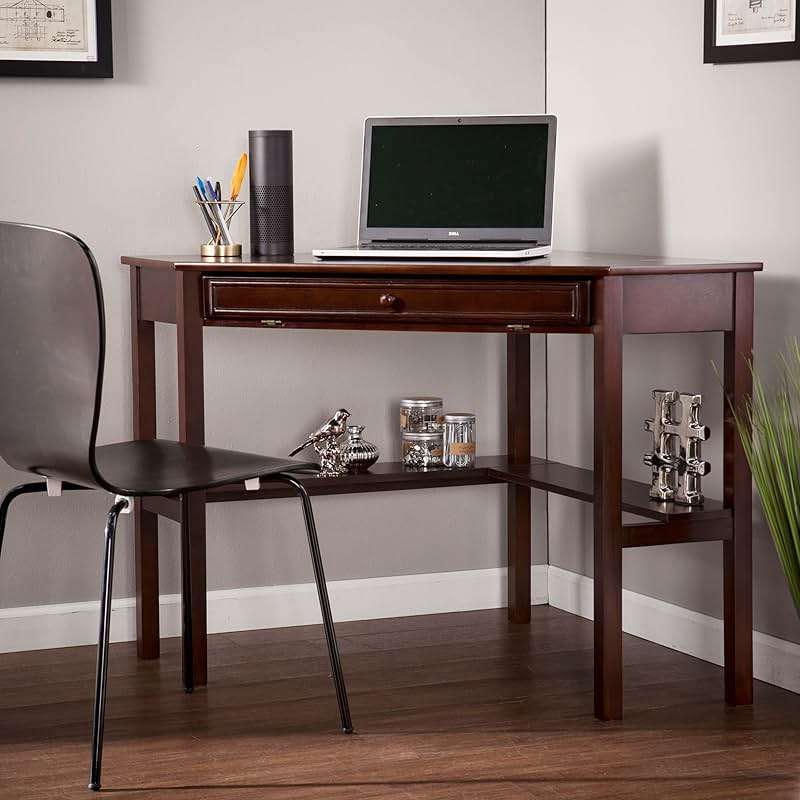 SEI Furniture - Wardboro Corner Computer Desk - Espresso - Transitional Design, Brown Finish - Ideal for Home Office, Bedroom (HO6644) - Image 2